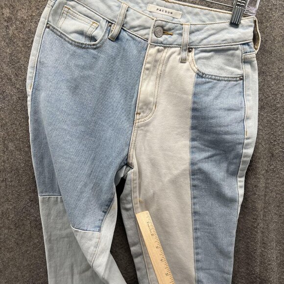 PacSun Jeans Womens 24 Light Wash Patchwork Colorblock Mom High Rise Denim - Picture 8 of 12